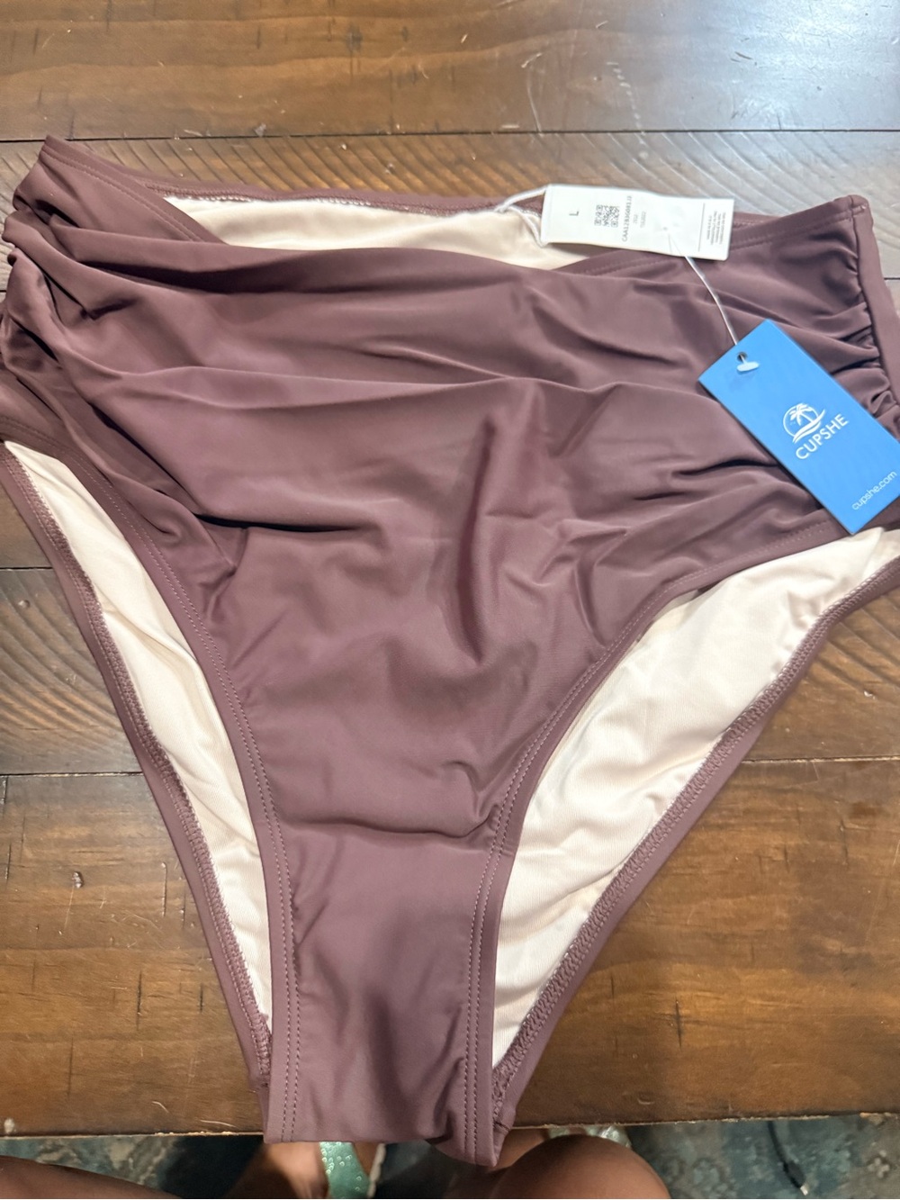 Cupshe High-Waist Bikini Bottoms - Dusty Mauve